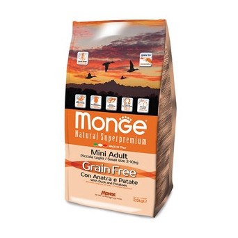 MONGE Natural Superpremium Grain Free con Anatra e Patate - Mini Adult 2,5 kg. - 