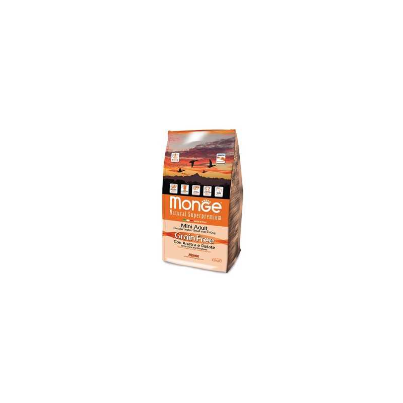 MONGE Natural Superpremium Grain Free avec Canard et Pommes de terre - Mini Adult 2,5 kg. MONGE Natural Superpremium Grain Free avec Canard et Pommes de terre - Mini Adult 2,5 kg.