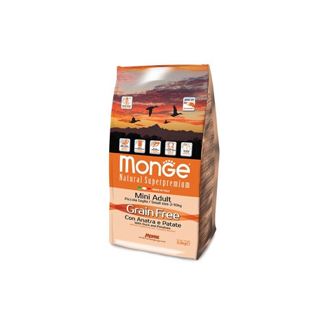 MONGE Natural Superpremium Grain Free con Anatra e Patate - Mini Adult 2,5 kg. - 