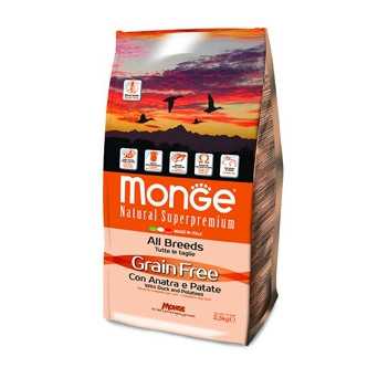 MONGE Natural Superpremium Grain Free con Anatra e Patate - All Breeds 2,5 kg. - 