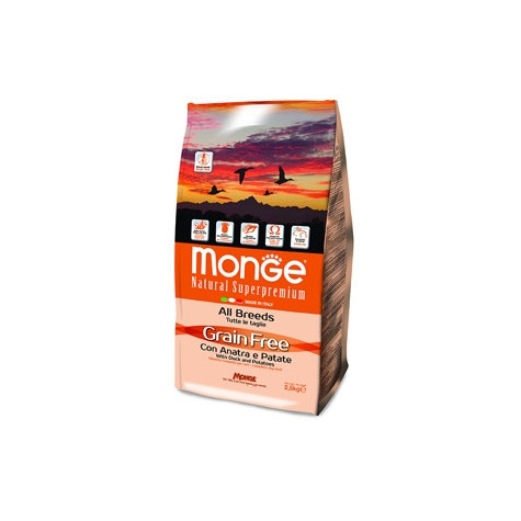 MONGE Natural Superpremium Grain Free con Anatra e Patate - All Breeds 2,5 kg. - 