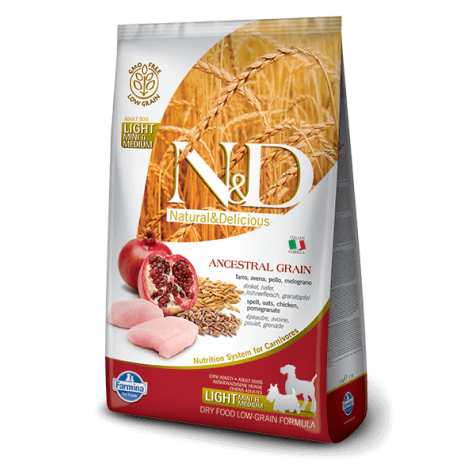 FARMINA N et D LOW ANCESTRAL GRAIN Chien light mini épeautre avoine poulet grenade 2,5 kg