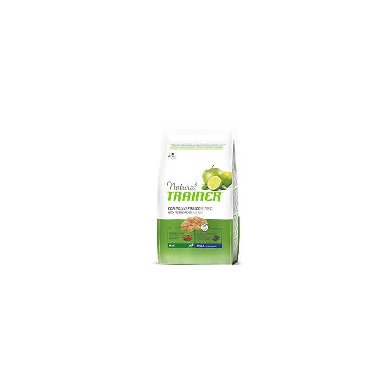 TRAINER Natural Adult Maxi avec Poulet frais et Riz 12 kg. TRAINER Natural Adult Maxi avec Poulet frais et Riz 12 kg.