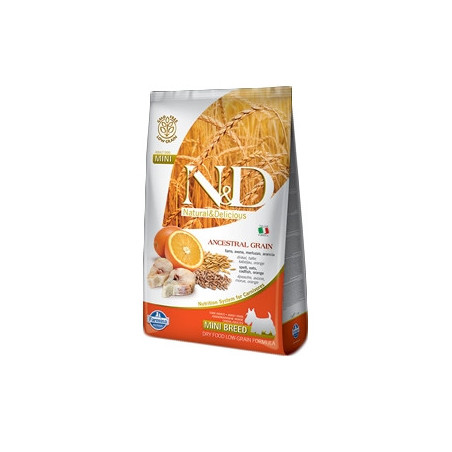 FARMINA N&D LOW ANCESTRAL GRAIN Adult Mini con Merluzzo e Arancia 2,5 kg. - 