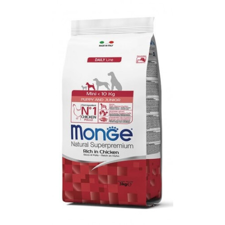 MONGE Natural Superpremium Mini Puppy & Junior Ricco di Pollo 3 kg. - 