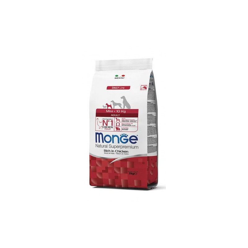 MONGE Natural Superpremium Mini Adult Ricco de poulet 3 kg MONGE Natural Superpremium Mini Adult Ricco de poulet 3 kg