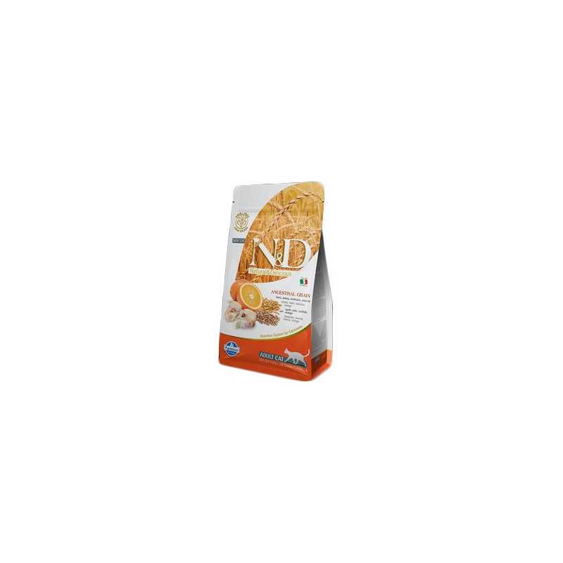 FARMINA N et D Low Ancestral Grain Adult avec Cabillaud et Orange 10 kg. FARMINA N et D Low Ancestral Grain Adult avec Cabillaud et Orange 10 kg.