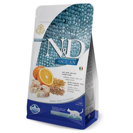 FARMINA N&D Ocean con Ricetta Merluzzo, Farro, Avena e Arancia 1,5 kg. - 