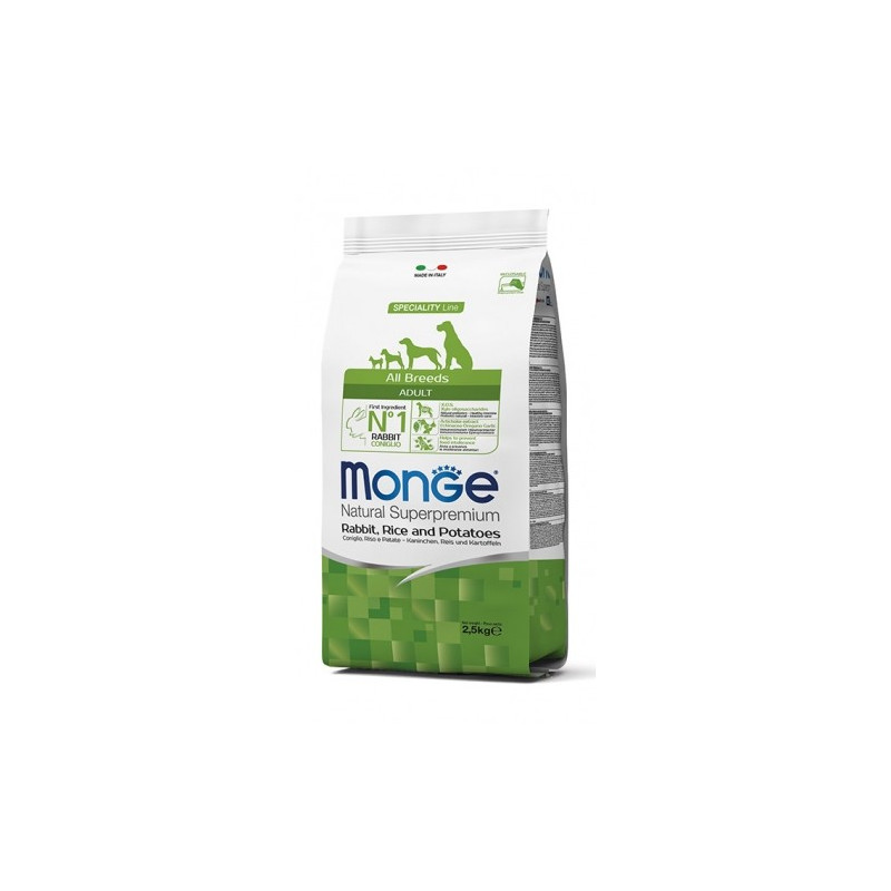 MONGE Chien adult all breeds lapin riz et pommes de terre 2,5 kg
