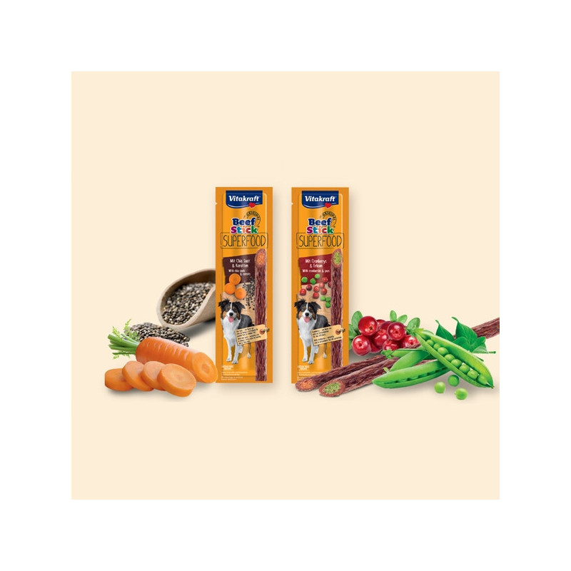 VITAKRAFT Beef Stick Super Food Erbsen und Preiselbeeren 25 gr.