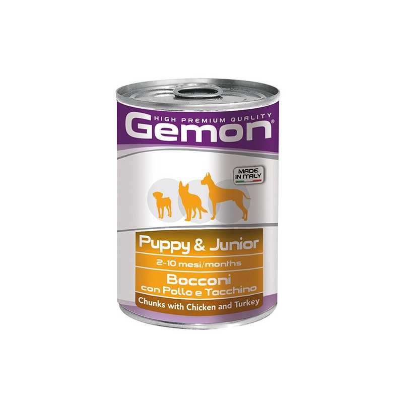 GEMON Puppy et Junior Bouchées avec Poulet et Dinde 415 g. GEMON Puppy et Junior Bouchées avec Poulet et Dinde 415 g.