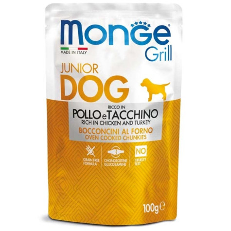 MONGE Grill Puppy & Junior Bocconcini con Pollo e Tacchino 100 gr. - 