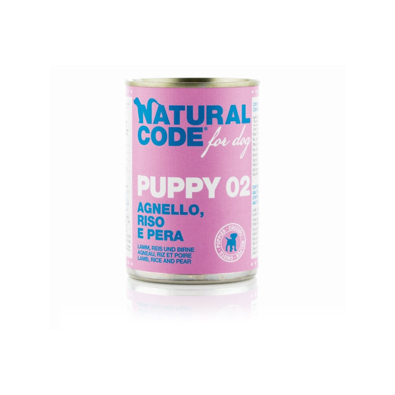 NATURAL CODE For Dog Puppy 02 Agnello, Riso e Pera 400 gr.