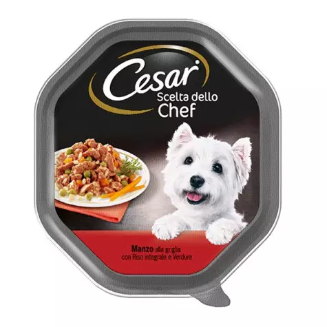CESAR Chef's Choice mit gegrilltem Rindfleisch, braunem Reis und Gemüse 150 gr.
