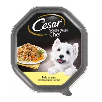 CESAR Chef's Choice Gegrilltes Hähnchen, Naturreis und Gemüse 150 gr.
