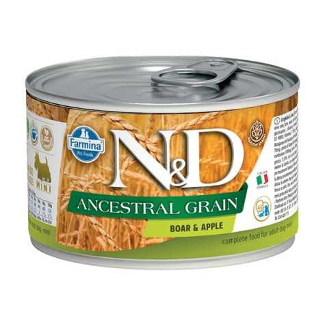 FARMINA N et D ANCESTRAL GRAIN Mini avec Sanglier et Pomme 140 g.