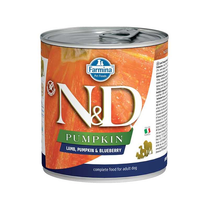 FARMINA N et D PUMPKIN avec Agneau, Citrouille et Myrtille 285 g. FARMINA N et D PUMPKIN avec Agneau, Citrouille et Myrtille 285 g.