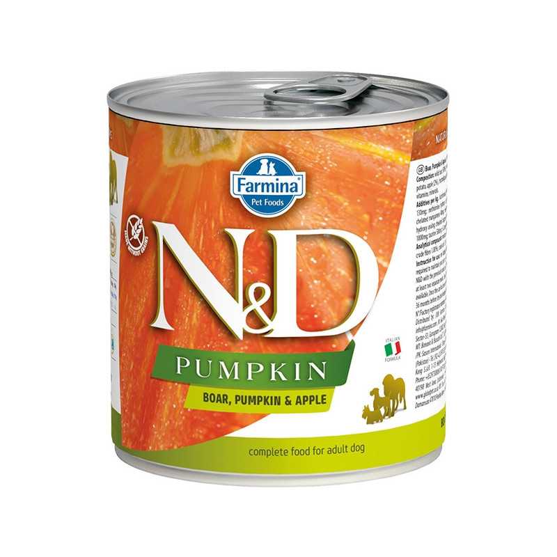 FARMINA N et D PUMPKIN avec Sanglier, Citrouille et Porc 285 g. FARMINA N et D PUMPKIN avec Sanglier, Citrouille et Porc 285 g.