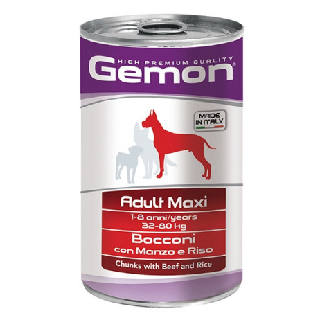 GEMON Adult Maxi Bocconi con Manzo e Riso 1,25 kg. - 