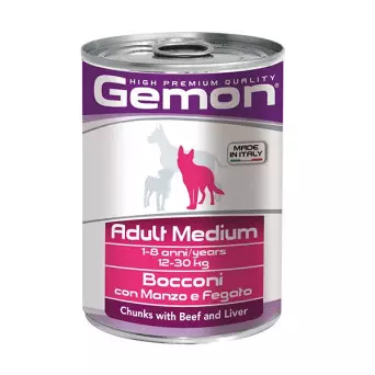 GEMON Adult Medium Bocconi with Beef and Liver 415 gr.