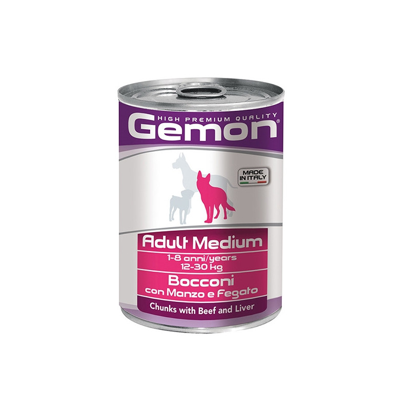 GEMON Adult Medium Bocconi with Beef and Liver 415 gr.