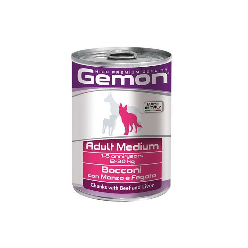 GEMON Adult Medium Bouchées avec Bœuf et Foie 415 g. GEMON Adult Medium Bouchées avec Bœuf et Foie 415 g.