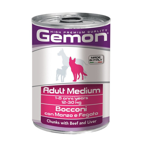 GEMON Adult Medium Bocconi with Beef and Liver 415 gr.