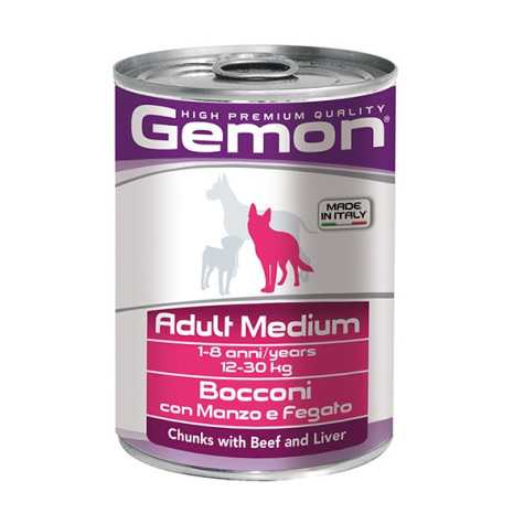 GEMON Adult Medium Bocconi con Manzo e Fegato 415 gr. - 