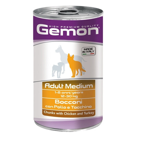 GEMON Adult Medium Bocconi con Pollo e Tacchino 1,25 kg. - 