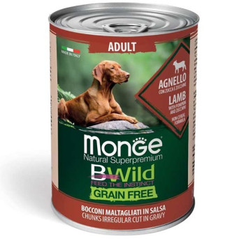 MONGE BWild Grain Free Adult All Breeds with Lamb, Pumpkin and Zucchini 400 gr.