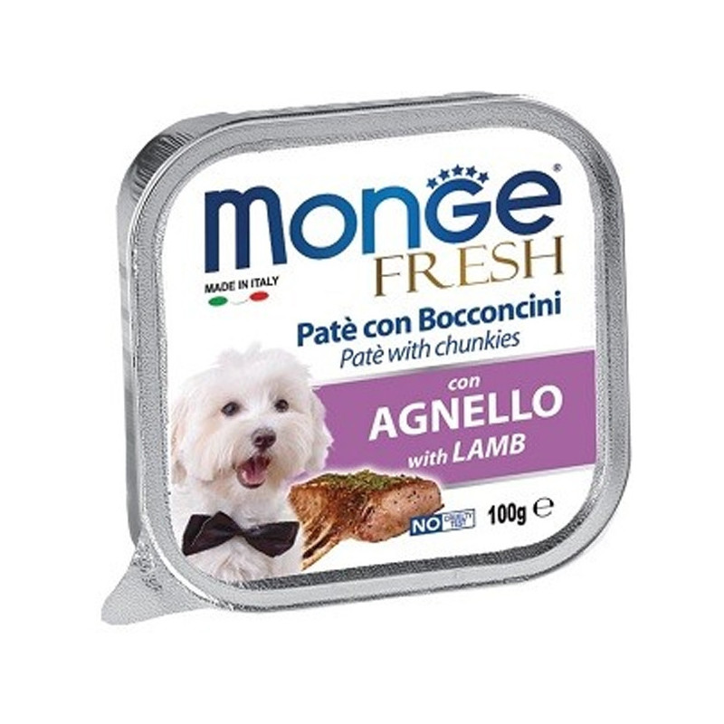 MONGE Fresh Paté and Chunks with Lamb 100 gr.