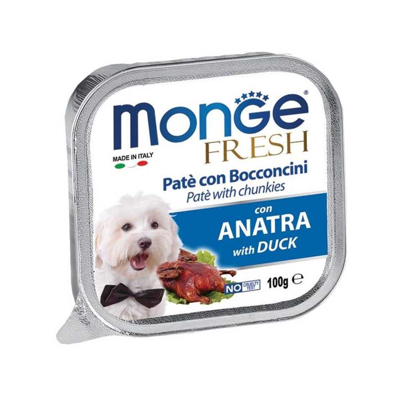 MONGE Fresh Paté et Bouchées avec Canard 100 g.