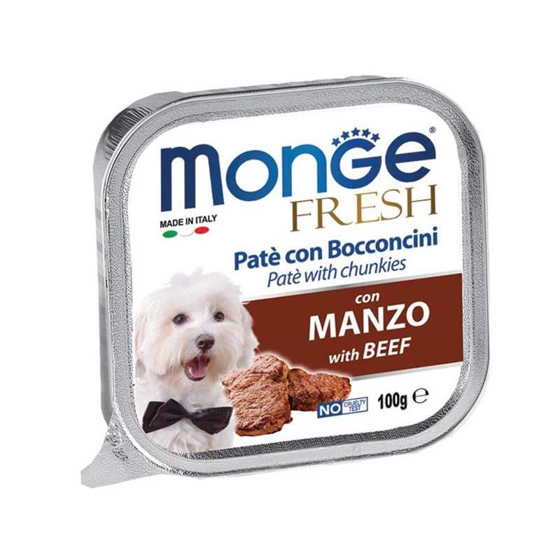 MONGE Fresh Paté et Bouchées avec Bœuf 100 g. MONGE Fresh Paté et Bouchées avec Bœuf 100 g.
