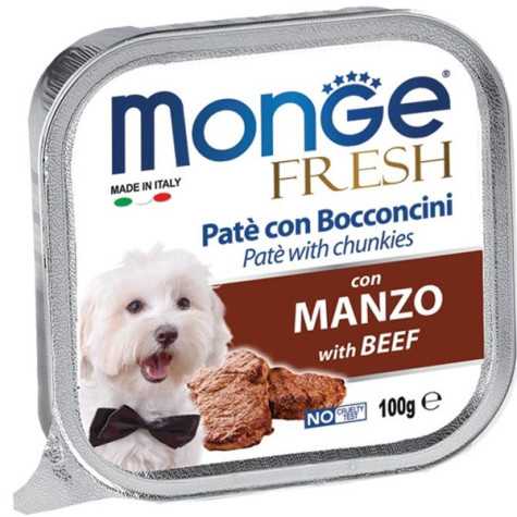 MONGE Fresh Paté et Bouchées avec Bœuf 100 g.
