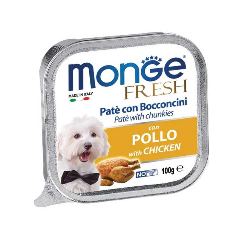 MONGE Fresh Paté et Bouchées avec Poulet 100 g. MONGE Fresh Paté et Bouchées avec Poulet 100 g.