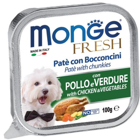 MONGE Fresh Paté e Bocconcini con Pollo e Verdure 100 gr. - 