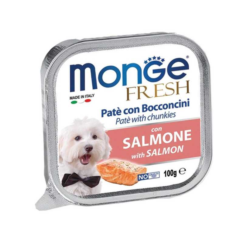 MONGE Fresh Paté et Bouchées avec Saumon 100 g. MONGE Fresh Paté et Bouchées avec Saumon 100 g.