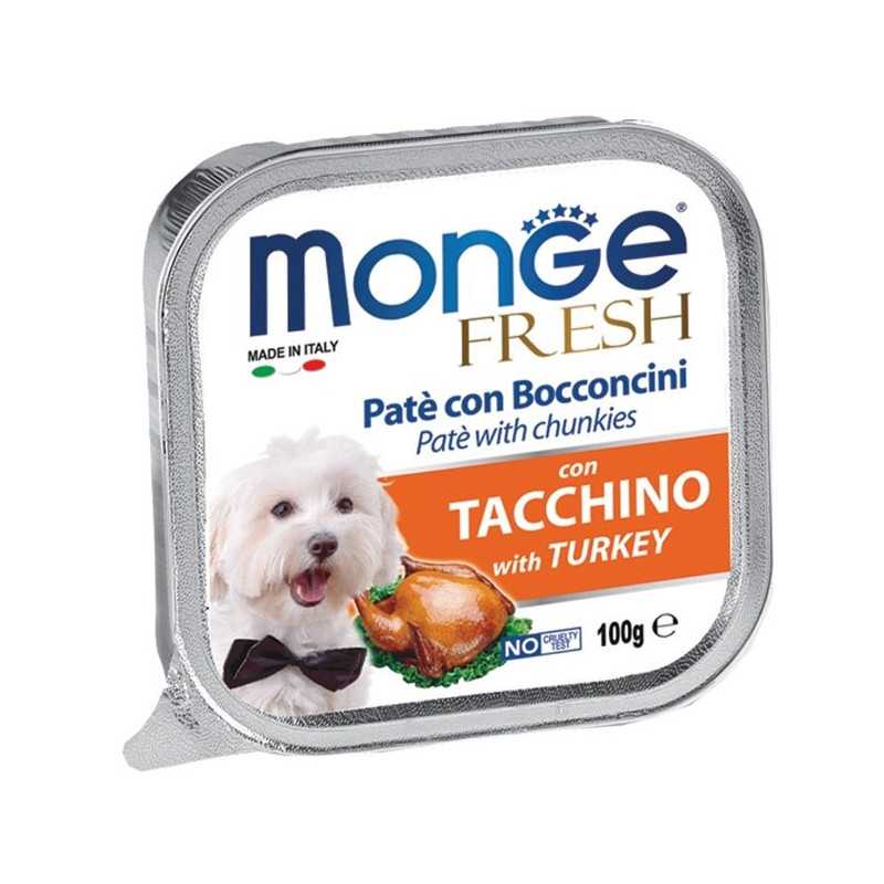MONGE Fresh Paté et Bouchées avec Dinde 100 g.