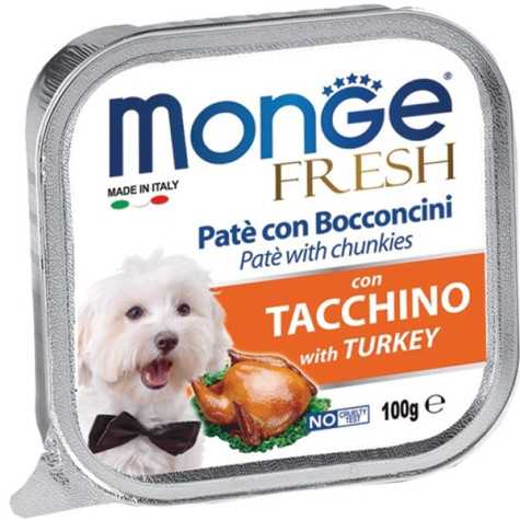 MONGE Fresh Paté et Bouchées avec Dinde 100 g.